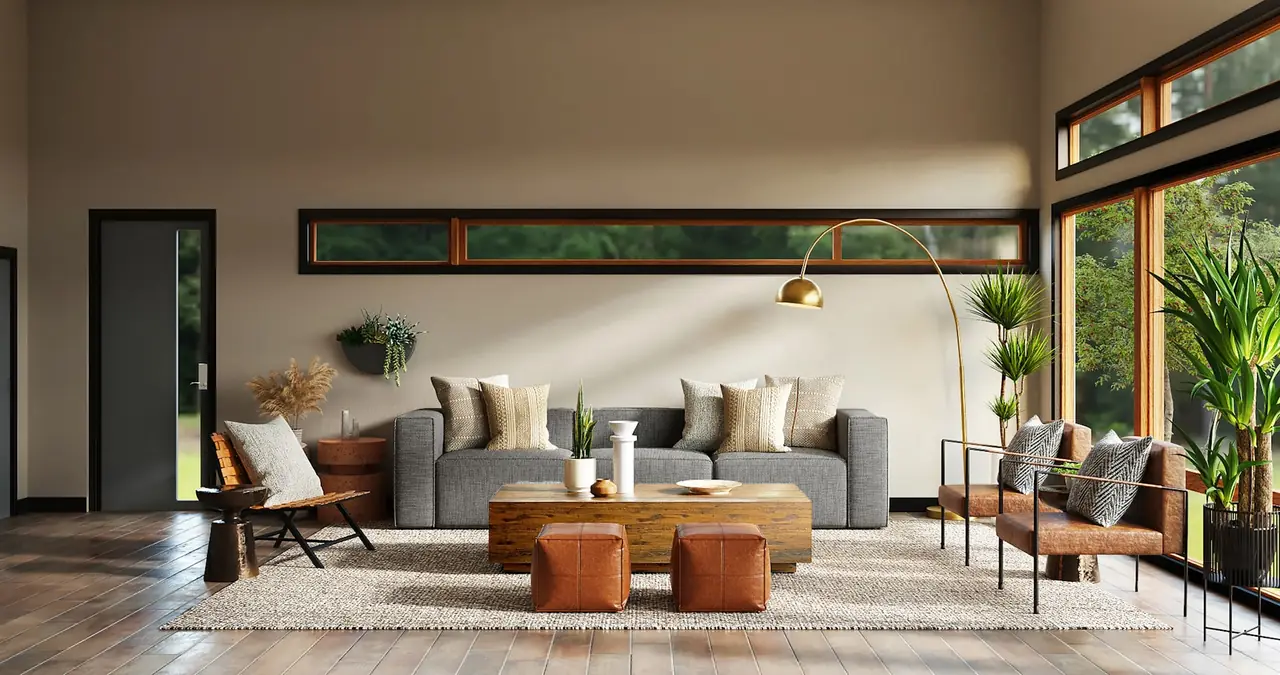 Premium walnut, brass, stone, leather and fabric materials for luxury custom interiors.